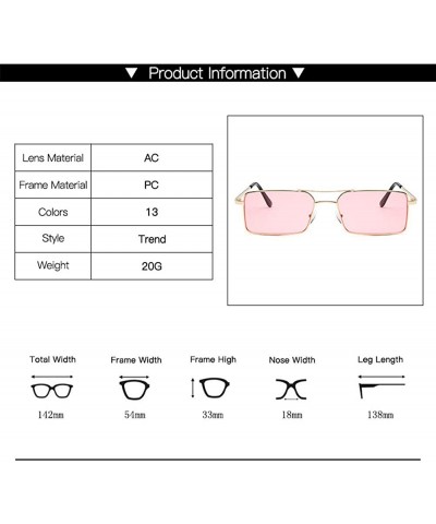 Square Fashion Sunglasses for Women Girl Personality Double Beam Square Frame Glasses Marine Lenses Metal Spectacles - C918XK...