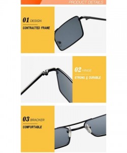 Square Fashion Sunglasses for Women Girl Personality Double Beam Square Frame Glasses Marine Lenses Metal Spectacles - C918XK...