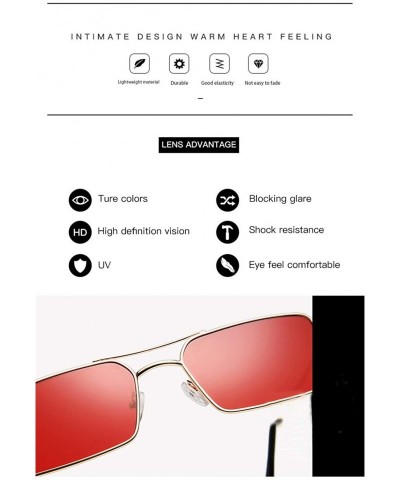 Square Fashion Sunglasses for Women Girl Personality Double Beam Square Frame Glasses Marine Lenses Metal Spectacles - C918XK...
