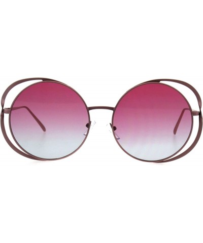Round Double Metal Rim Luxury Round Circle Lens Chic Fashion Sunglasses - Pink - CL18GZXDR3A $28.44