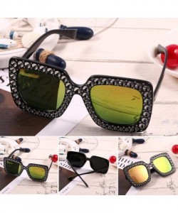 Oversized Sparkling Square Frame Rhinestone Sunglasses Fashion Retro Sunglasses - Yellow - C5199LNTZ3C $30.91