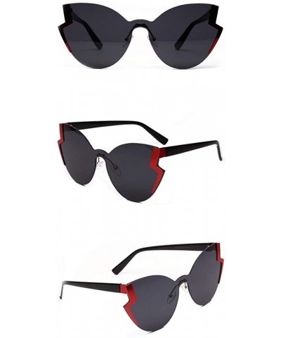 Square Sunglasses for Women- Mirrored Cat Eye Sunglasses with Rimless Design U225 - B - CH18ODZ9GL7 $6.16