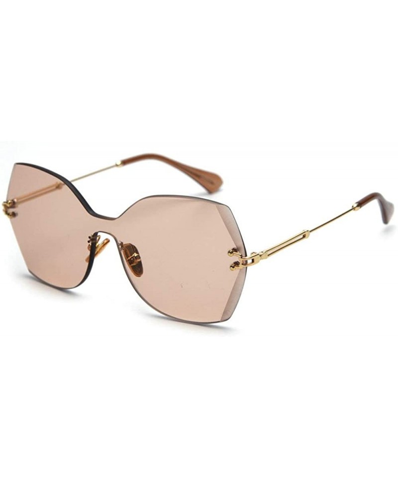 Oversized Oversized Square Sunglasses New 2019 One Piece Lens Big Frame Sun glasses For Women UV400 with box - Brown - CK18Q9...