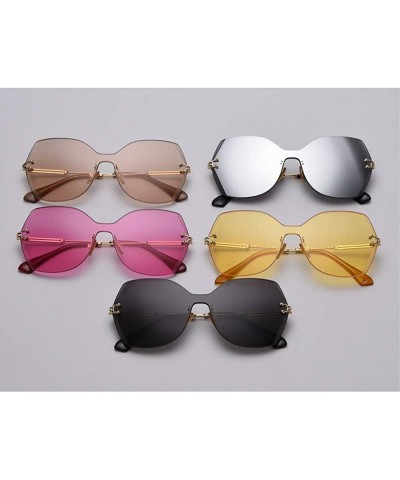 Oversized Oversized Square Sunglasses New 2019 One Piece Lens Big Frame Sun glasses For Women UV400 with box - Brown - CK18Q9...