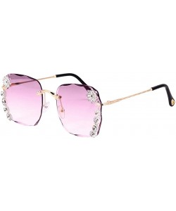 Square Sparkling Crystal Sunglasses UV Protection Rhinestone Sunglasses - Purple Wave - CO190LCXC8M $20.24