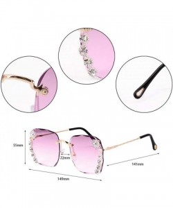 Square Sparkling Crystal Sunglasses UV Protection Rhinestone Sunglasses - Purple Wave - CO190LCXC8M $20.24