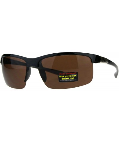 Sport Mens HD Lens Sport Baseball Half Rim Road Warrior Plastic Sunglasses - Shiny Black - CR18CAWSOZH $19.64
