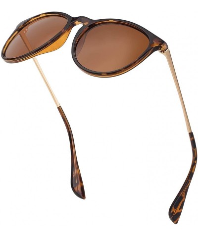 Wayfarer Vintage Round polarized Sunglasses Classic Retro design Styles Shades - Brown Lens/Leopard Frame - CT18IH2KYSG $16.15