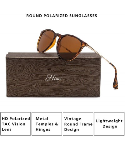 Wayfarer Vintage Round polarized Sunglasses Classic Retro design Styles Shades - Brown Lens/Leopard Frame - CT18IH2KYSG $16.15