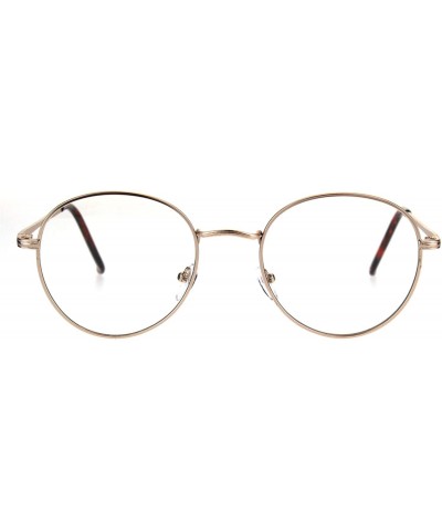 Round 90s Round Retro Metal Rim Classic Clear Lens Eye Glasses - Gold - CR185YHOT99 $9.38