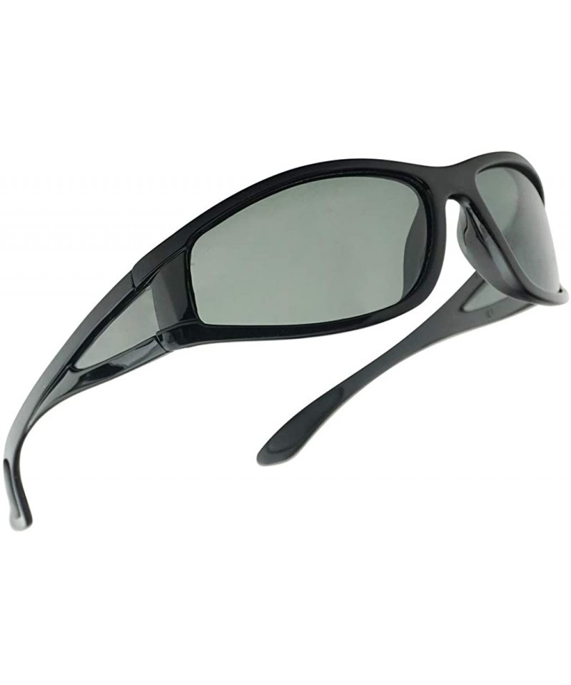 Wrap Sports Light Weight Polarized Floating Wrap Around Side Shield Sunglasses - Black Frame - Smoke - CH18QZGN52Q $18.60