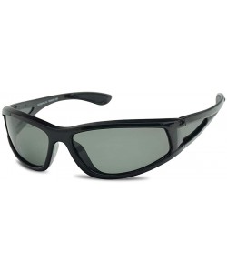Wrap Sports Light Weight Polarized Floating Wrap Around Side Shield Sunglasses - Black Frame - Smoke - CH18QZGN52Q $18.60