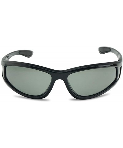 Wrap Sports Light Weight Polarized Floating Wrap Around Side Shield Sunglasses - Black Frame - Smoke - CH18QZGN52Q $18.60