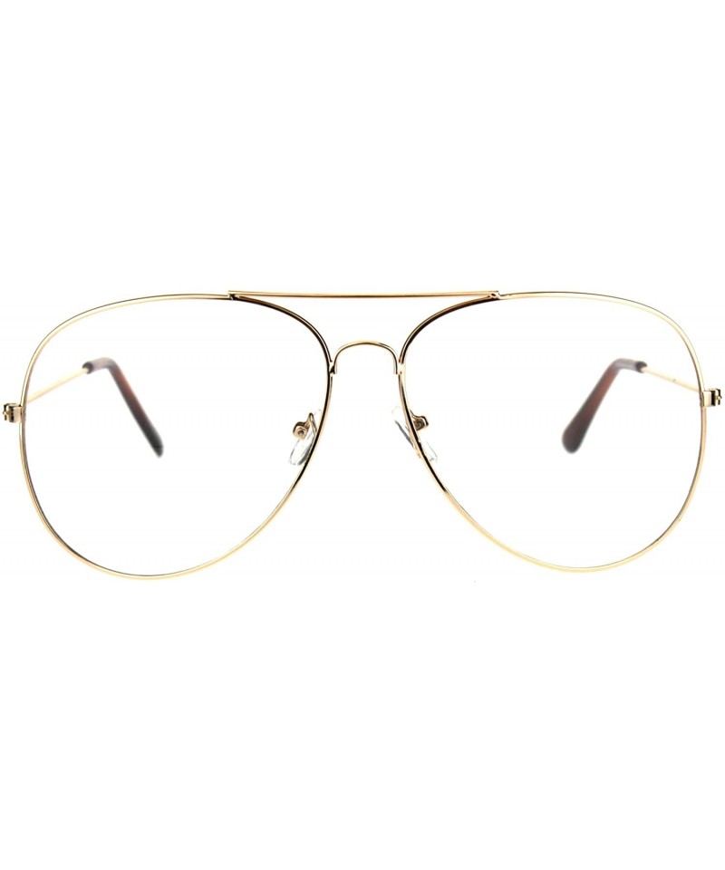 Aviator Oversized Clear Lens Aviators Unisex Large Round Aviator Glasses - Gold - CO18CZIMIR8 $10.41