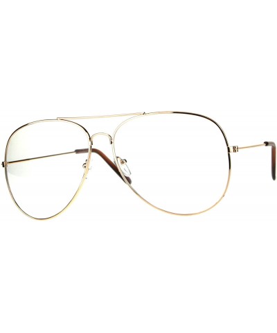 Aviator Oversized Clear Lens Aviators Unisex Large Round Aviator Glasses - Gold - CO18CZIMIR8 $10.41