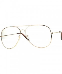 Aviator Oversized Clear Lens Aviators Unisex Large Round Aviator Glasses - Gold - CO18CZIMIR8 $10.41