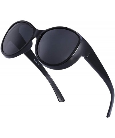 Oversized Polarized Oversized Wrap Around Shield Sunglasses Fit Over Sunglasses for Woman Man - Black - CI190E8QUOD $32.72