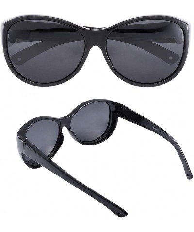 Oversized Polarized Oversized Wrap Around Shield Sunglasses Fit Over Sunglasses for Woman Man - Black - CI190E8QUOD $19.45