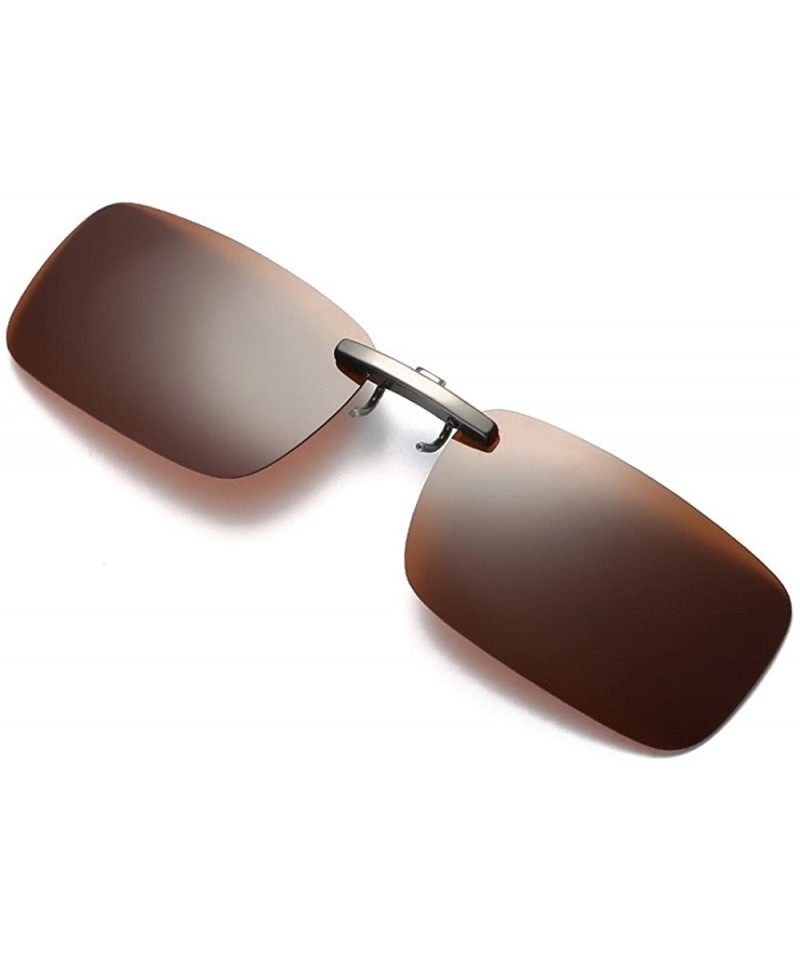 Oval Men Women Detachable Vision Lens Metal Polarized Clip On Sunglasses - Coffee - CT18GY94Y9H $9.48