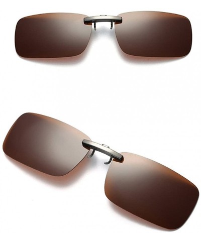Oval Men Women Detachable Vision Lens Metal Polarized Clip On Sunglasses - Coffee - CT18GY94Y9H $9.48
