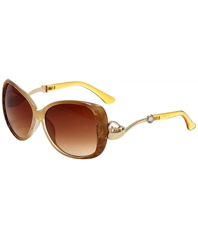 Oversized Vintage Cat's Eye Sunglasses For Women 100% UV Protection Classic Retro Designer Style - Beige - CS11ZSIEHLJ $21.79
