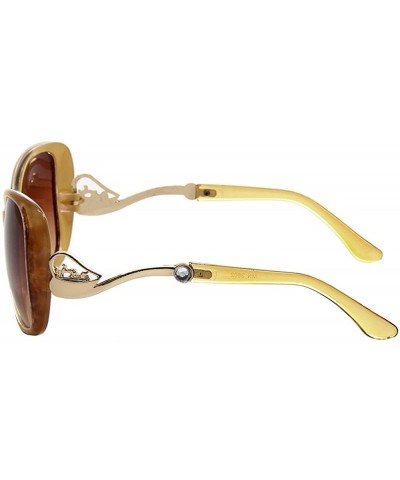 Oversized Vintage Cat's Eye Sunglasses For Women 100% UV Protection Classic Retro Designer Style - Beige - CS11ZSIEHLJ $7.75