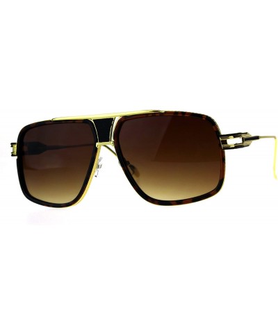 Oversized Oversize Luxury Mobster Racer Mens Designer Sunglasses - Tortoise Gold Brown - C718C90Z0EW $23.58