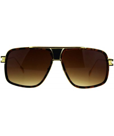 Oversized Oversize Luxury Mobster Racer Mens Designer Sunglasses - Tortoise Gold Brown - C718C90Z0EW $28.30