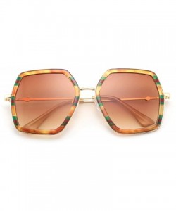 Square Women Large Hexagon Inspired Sunglasses Fashion Irregular Design Style Geometric B2503 - CG19D8UUUEO $17.64