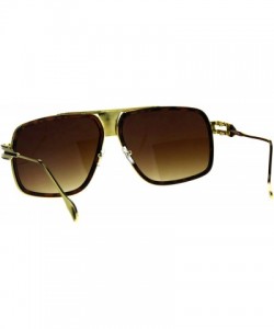 Oversized Oversize Luxury Mobster Racer Mens Designer Sunglasses - Tortoise Gold Brown - C718C90Z0EW $13.20