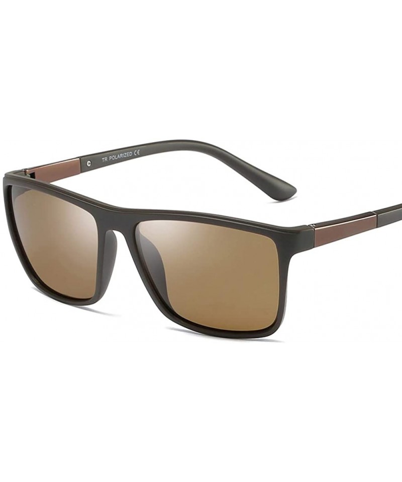 Square TR90 Fashion Polarized Sunglasses Men Square Sun Glasses for Driving 2019 - Brown - CA18HAIZGZ8 $10.70