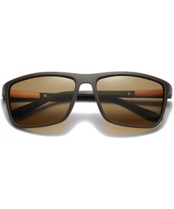 Square TR90 Fashion Polarized Sunglasses Men Square Sun Glasses for Driving 2019 - Brown - CA18HAIZGZ8 $10.70