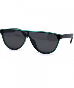 Shield Retro Flat Top Mob Boyfriend Plastic CR39 Polarized Lens Shield Sunglasses - Green Smoke - CO192ALLCXZ $22.19