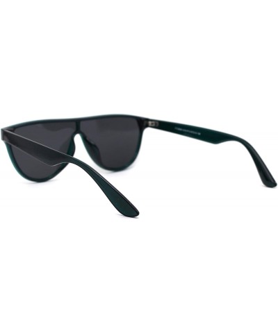 Shield Retro Flat Top Mob Boyfriend Plastic CR39 Polarized Lens Shield Sunglasses - Green Smoke - CO192ALLCXZ $22.19