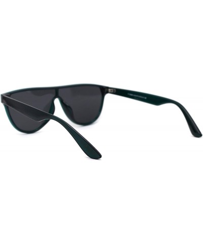 Shield Retro Flat Top Mob Boyfriend Plastic CR39 Polarized Lens Shield Sunglasses - Green Smoke - CO192ALLCXZ $13.98