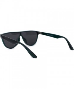 Shield Retro Flat Top Mob Boyfriend Plastic CR39 Polarized Lens Shield Sunglasses - Green Smoke - CO192ALLCXZ $22.19