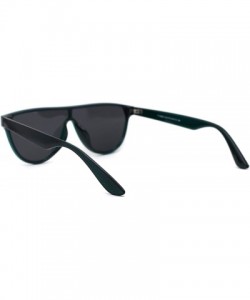 Shield Retro Flat Top Mob Boyfriend Plastic CR39 Polarized Lens Shield Sunglasses - Green Smoke - CO192ALLCXZ $13.98