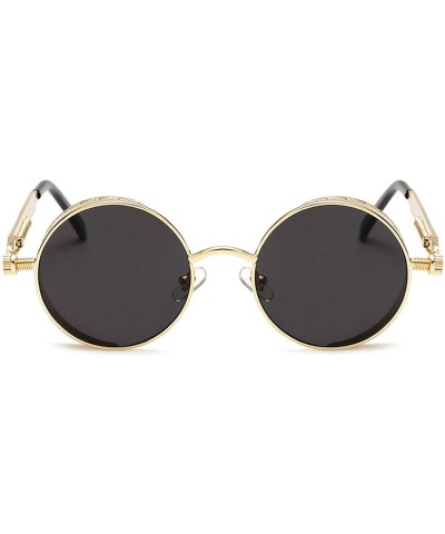 Round Metal Steampunk Sunglasses Men Women Fashion Round Glasses Vintage UV400 Eyewear Shades - 6 - CM199CICTQ3 $32.70