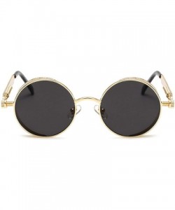 Round Metal Steampunk Sunglasses Men Women Fashion Round Glasses Vintage UV400 Eyewear Shades - 6 - CM199CICTQ3 $32.70