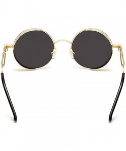 Round Metal Steampunk Sunglasses Men Women Fashion Round Glasses Vintage UV400 Eyewear Shades - 6 - CM199CICTQ3 $32.70