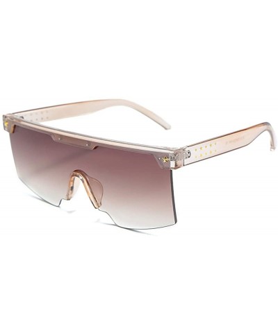 Aviator One-Piece Big Frame Sunglasses for Men and Women 2124 - Tea - CV18AN43ZH9 $9.23
