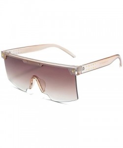 Aviator One-Piece Big Frame Sunglasses for Men and Women 2124 - Tea - CV18AN43ZH9 $9.23