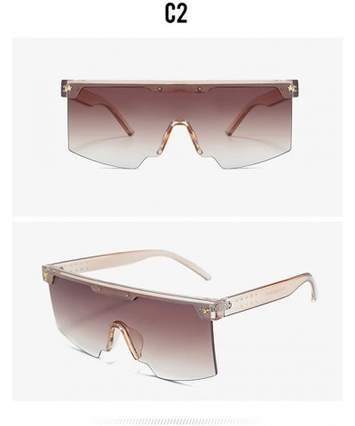Aviator One-Piece Big Frame Sunglasses for Men and Women 2124 - Tea - CV18AN43ZH9 $9.23