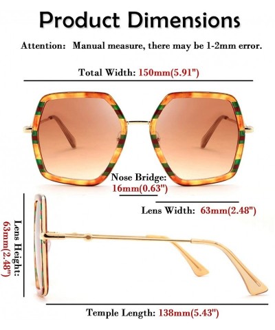 Square Women Large Hexagon Inspired Sunglasses Fashion Irregular Design Style Geometric B2503 - CG19D8UUUEO $17.64