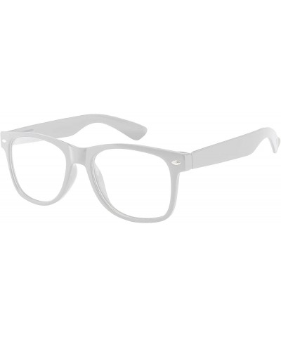 Square Classic Vintage 80's Style Sunglasses Colored plastic Frame for Mens or Womens - 1 Clear Lens White - CA11N81P2DF $20.17