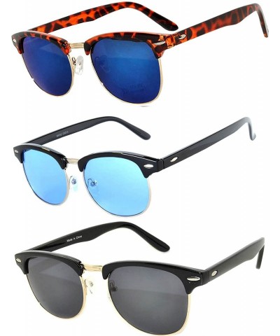 Rimless Half Frame Horned Rim Sunglasses Fashion UV Protection Brand - Half_frame_3p_mix_z - CY17XE7NZ34 $17.28