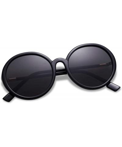 Oversized Vintage Round Sunglasses for Women Classic Retro Designer Style SJ2121 - C1 Black Frame/Grey Lens - CW199E53LOS $15.32