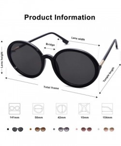 Oversized Vintage Round Sunglasses for Women Classic Retro Designer Style SJ2121 - C1 Black Frame/Grey Lens - CW199E53LOS $15.32