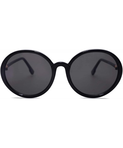 Oversized Vintage Round Sunglasses for Women Classic Retro Designer Style SJ2121 - C1 Black Frame/Grey Lens - CW199E53LOS $15.32