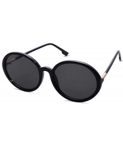 Oversized Vintage Round Sunglasses for Women Classic Retro Designer Style SJ2121 - C1 Black Frame/Grey Lens - CW199E53LOS $15.32